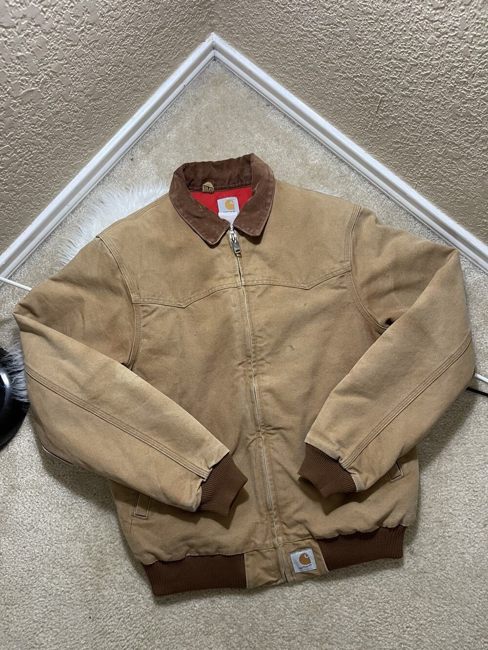 Vintage Carhartt Jacket Men's XL Santa Fe Red Lined Canvas Brown USA J13 BRN